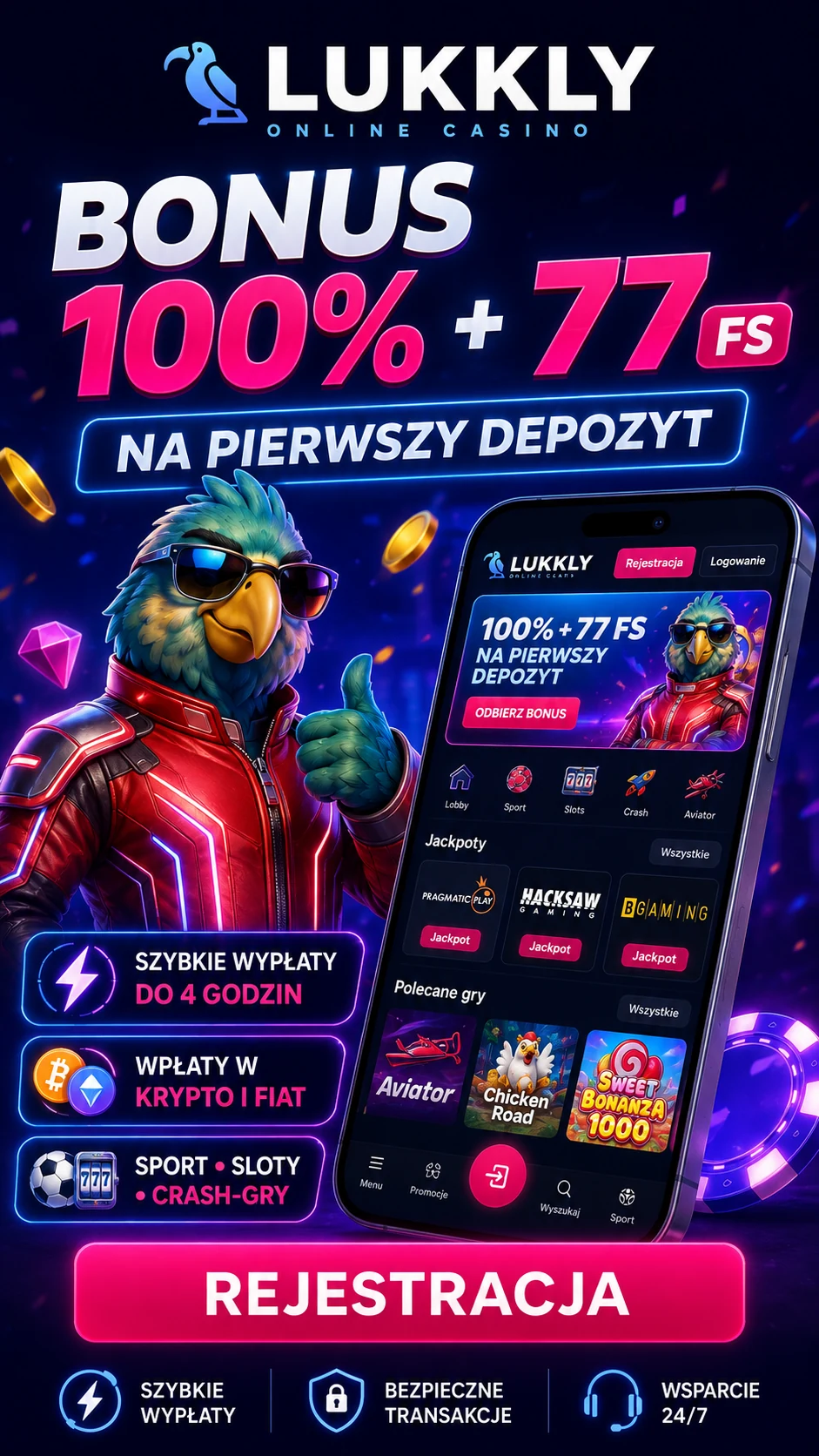 Lukkly — bonus 100% + 77 FS na pierwszy depozyt