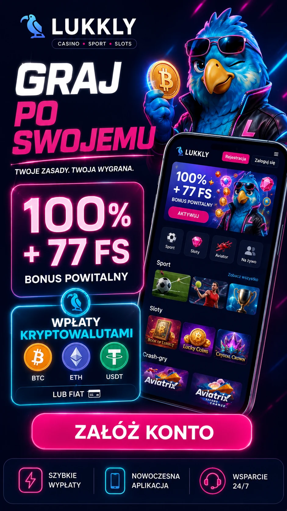 Lukkly — Graj po swojemu, bonus 100% + 77 FS